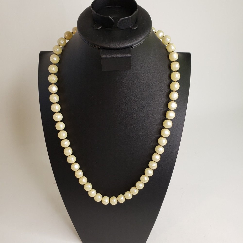 Vintage Crown Trifari Faux Freshwater Pearl Necklace Chunky 29" MCM